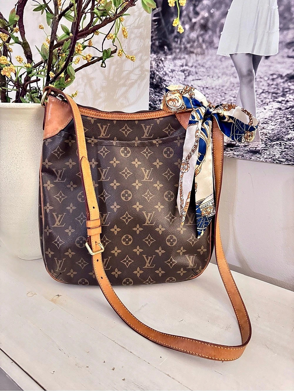 Louis Vuitton Monogram Crossbody Bag Brown Tan 
Odeon MM